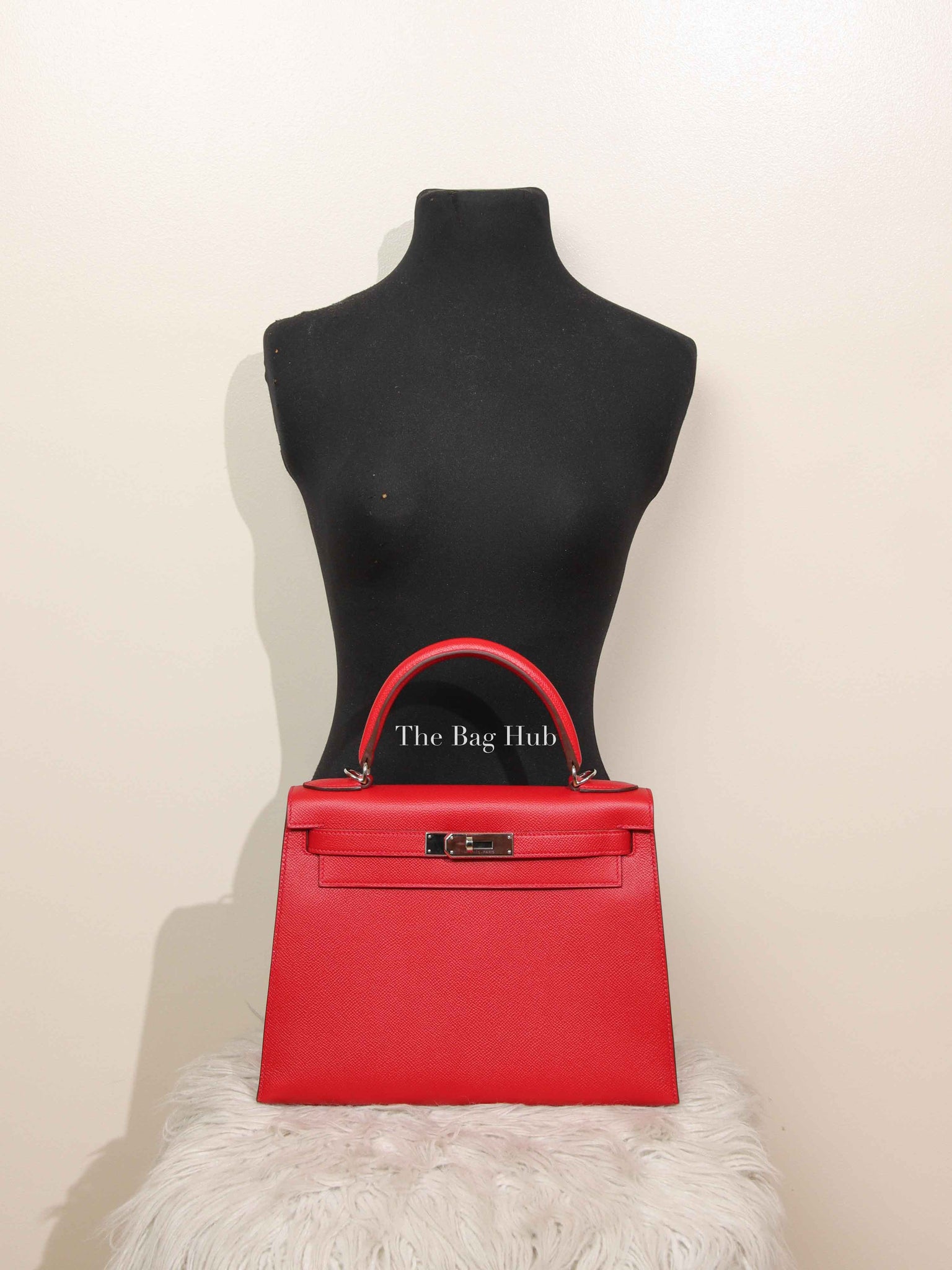 Hermes Rouge Epsom Leather Kelly 28 Bag PHW