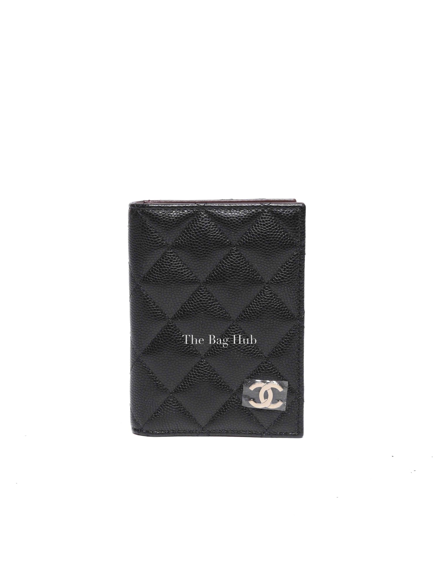 Chanel Black Caviar Quilted Card Holder SHW