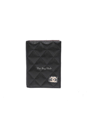 Chanel Black Caviar Quilted Card Holder SHW