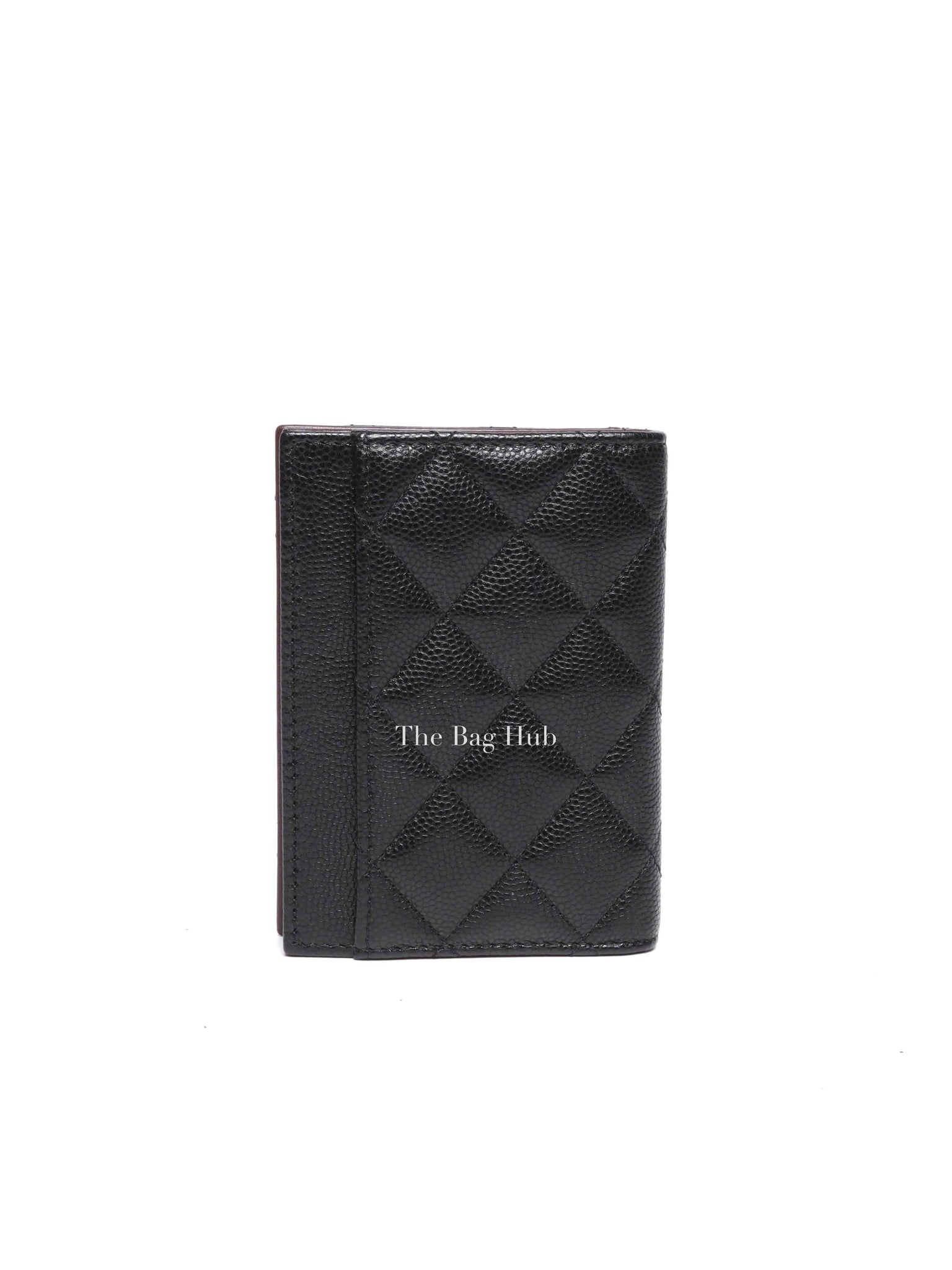Chanel Black Caviar Quilted Card Holder SHW