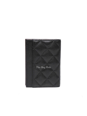 Chanel Black Caviar Quilted Card Holder SHW
