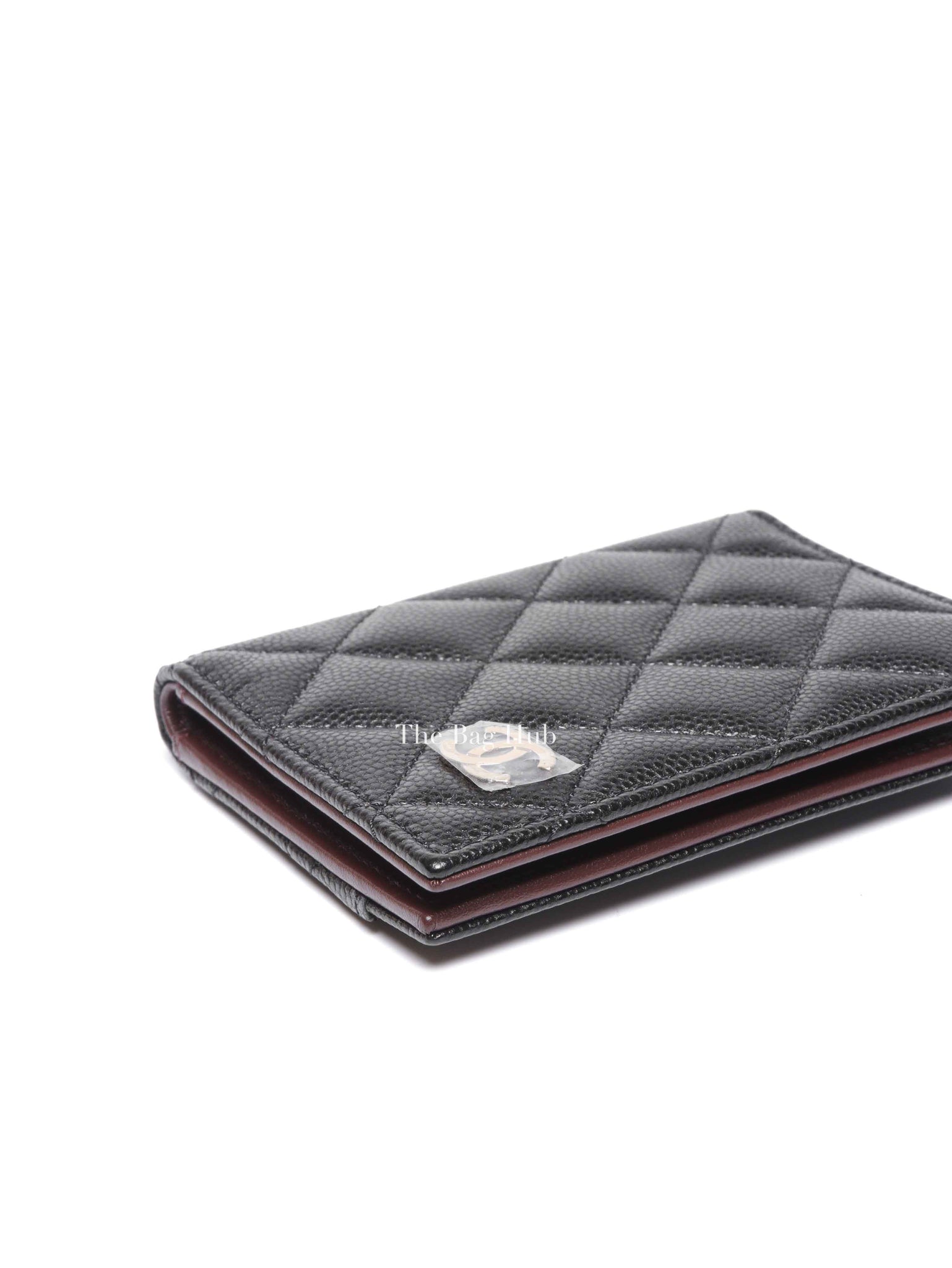 Chanel Black Caviar Quilted Card Holder SHW