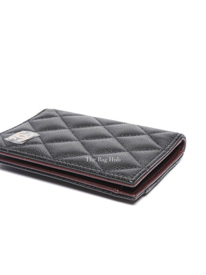Chanel Black Caviar Quilted Card Holder SHW