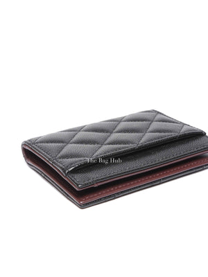 Chanel Black Caviar Quilted Card Holder SHW
