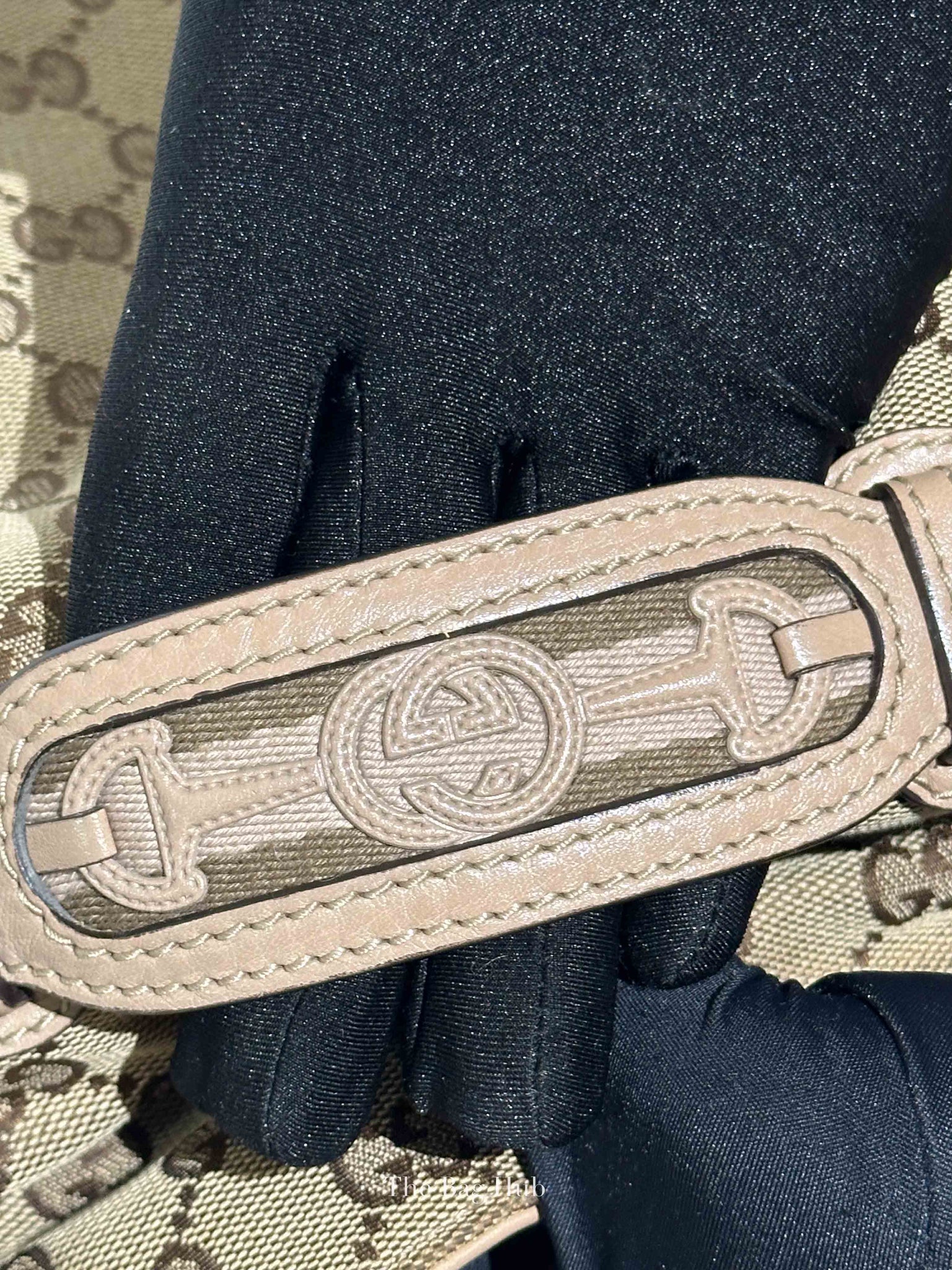 Gucci Beige Canvas GG Dressage Hobo Bag