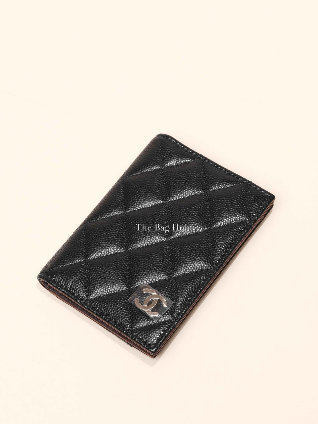 Chanel Black Caviar Quilted Card Holder SHW