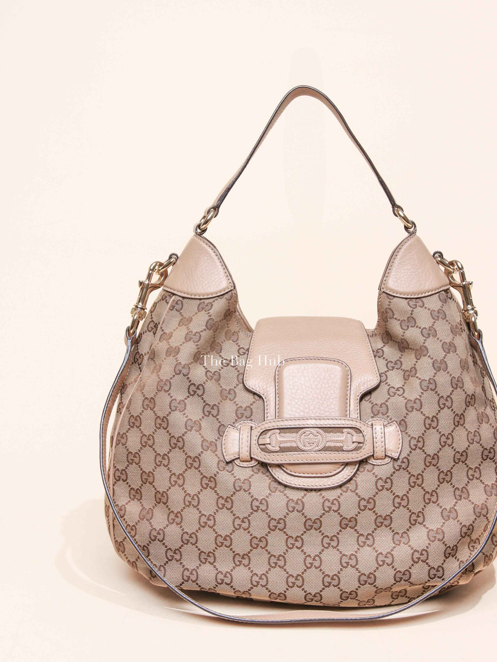 Gucci Beige Canvas GG Dressage Hobo Bag