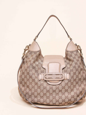 Gucci Beige Canvas GG Dressage Hobo Bag
