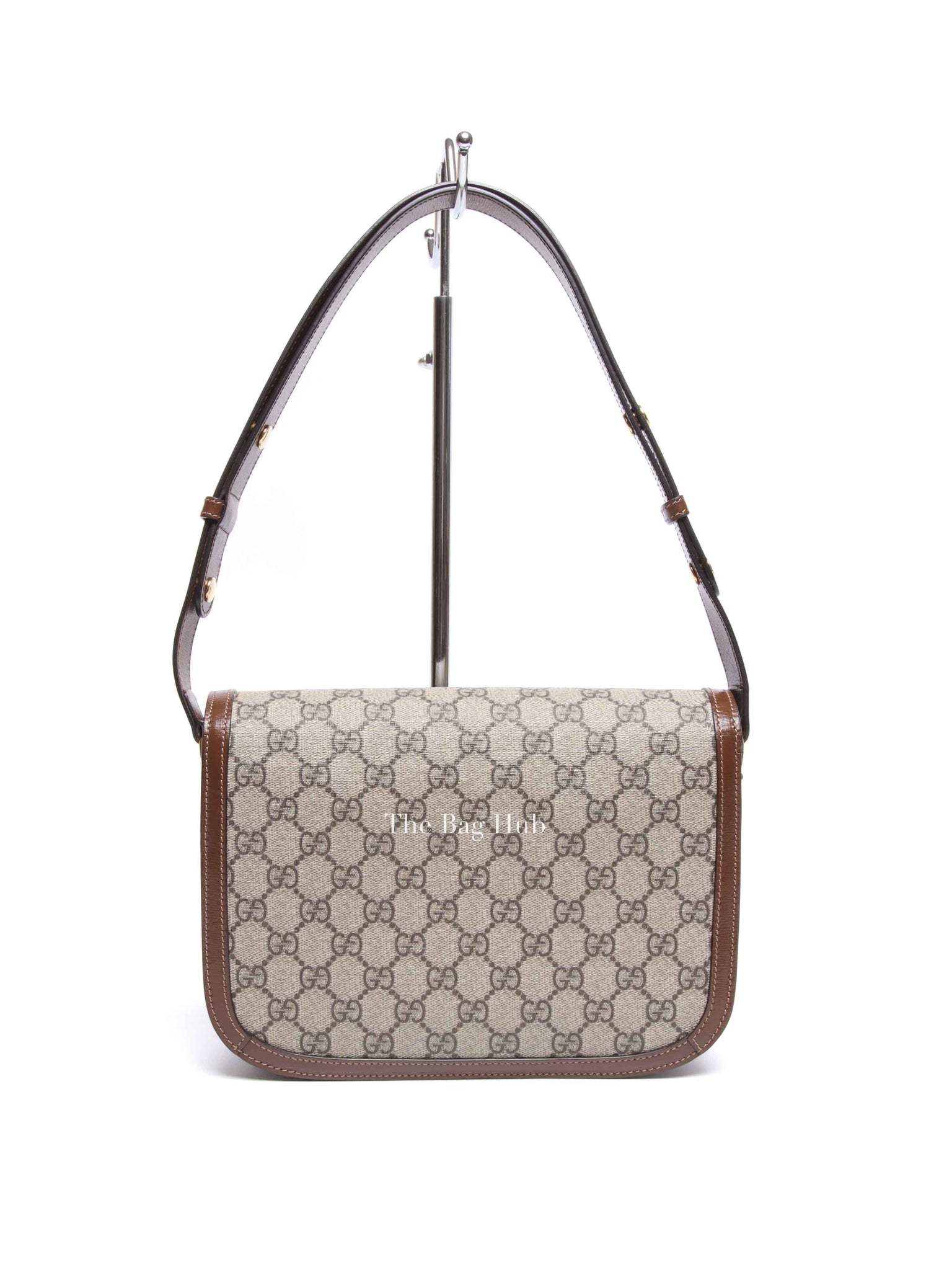 Gucci Brown Canvas GG Supreme Horsebit 1955 Small Shoulder Bag