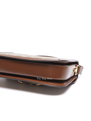 Gucci Brown Canvas GG Supreme Horsebit 1955 Small Shoulder Bag