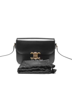 Celine Black Shiny Calfskin Classic Triomphe Crossbody Bag
