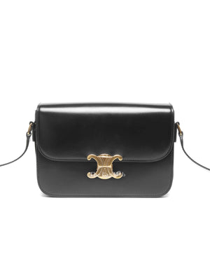 Celine Black Shiny Calfskin Classic Triomphe Crossbody Bag