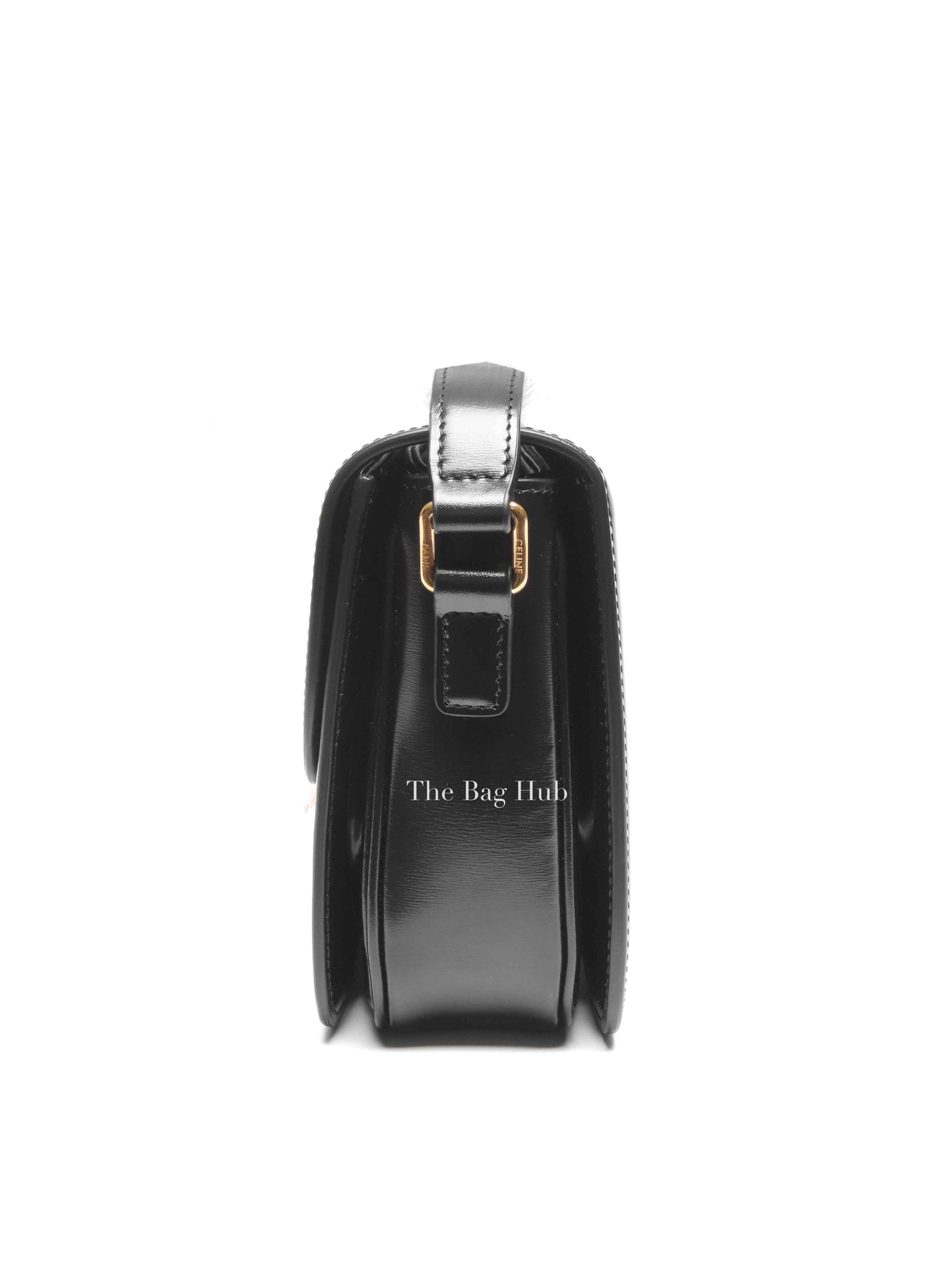 Celine Black Shiny Calfskin Classic Triomphe Crossbody Bag
