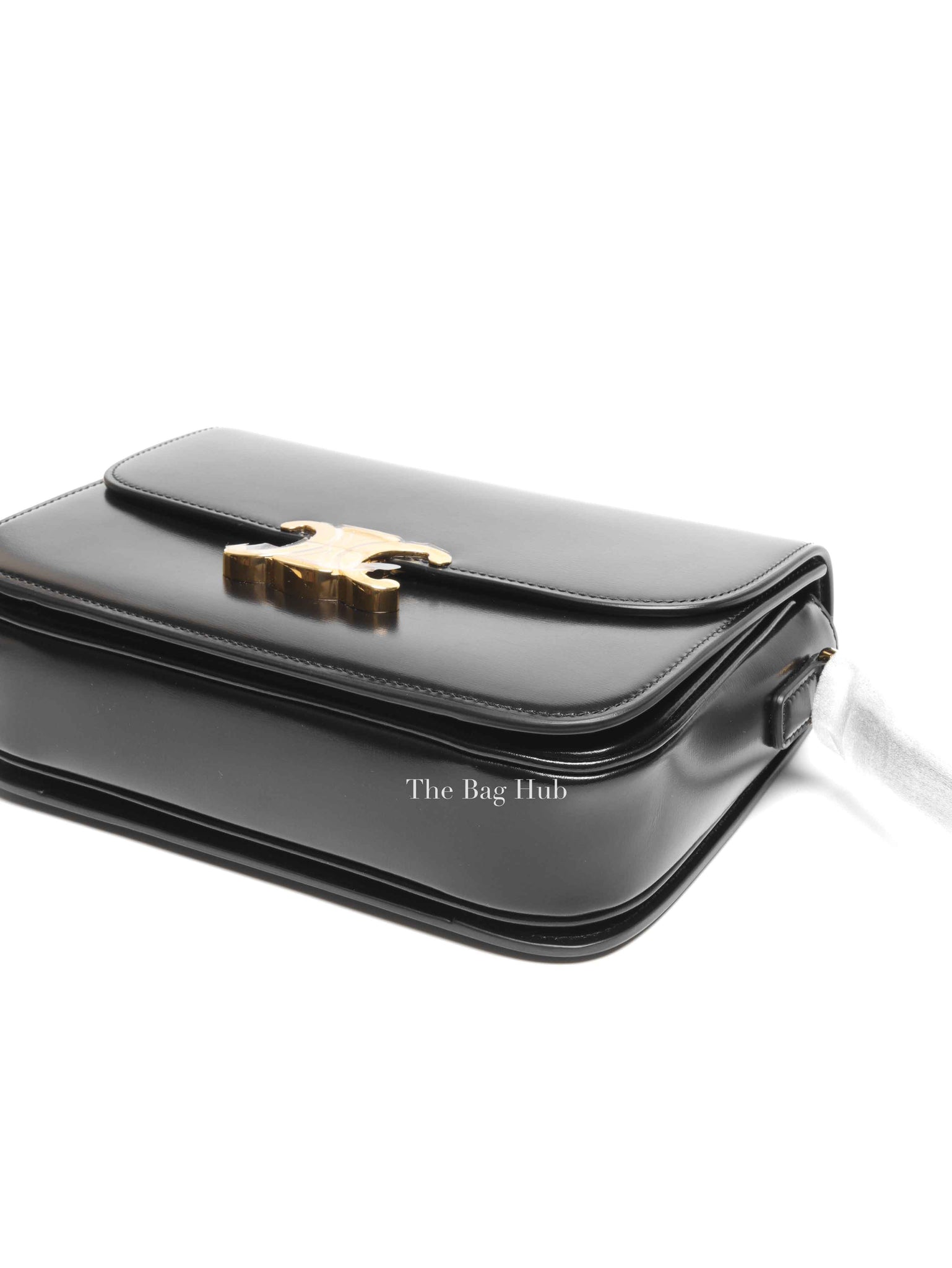 Celine Black Shiny Calfskin Classic Triomphe Crossbody Bag