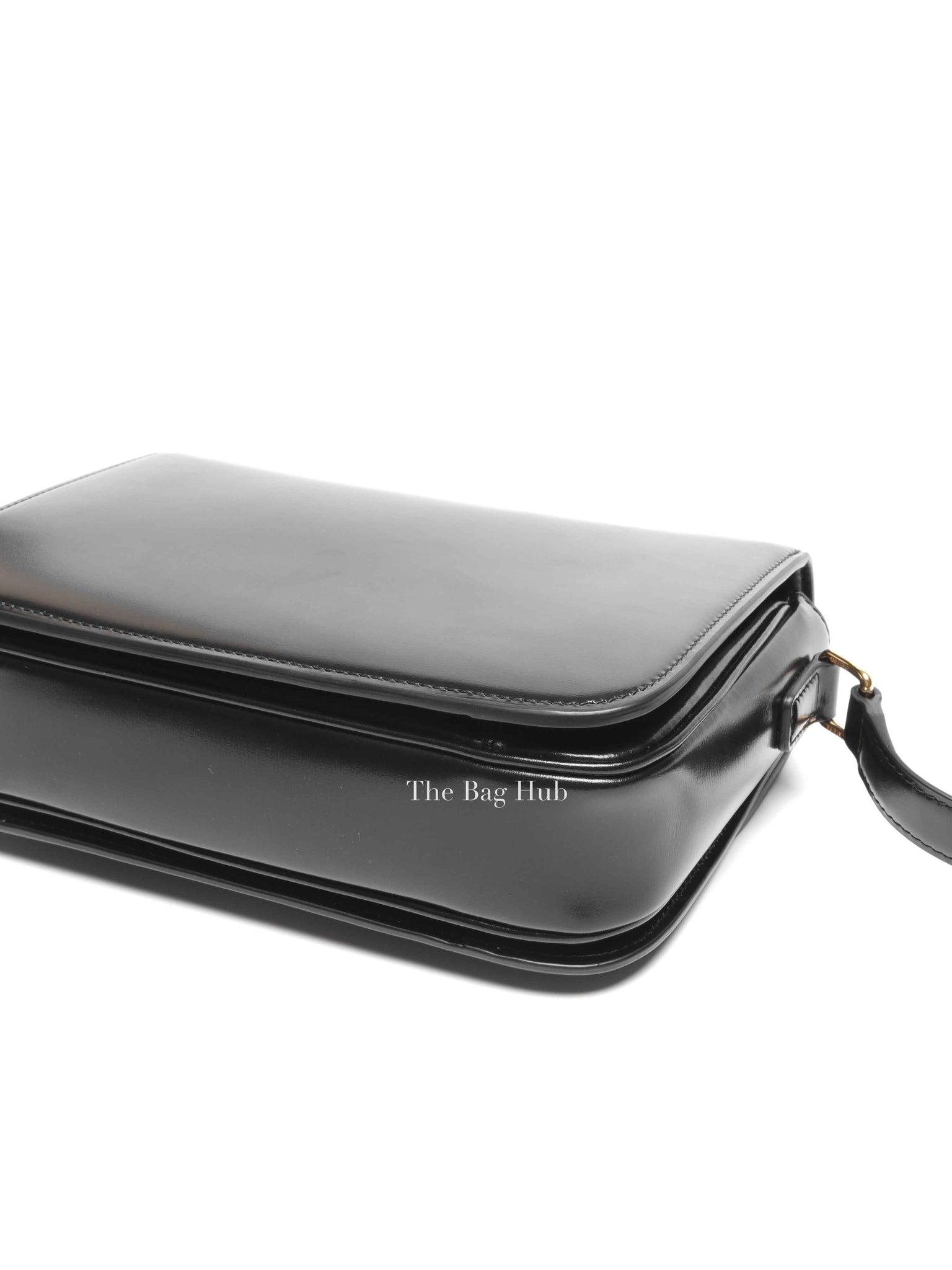 Celine Black Shiny Calfskin Classic Triomphe Crossbody Bag