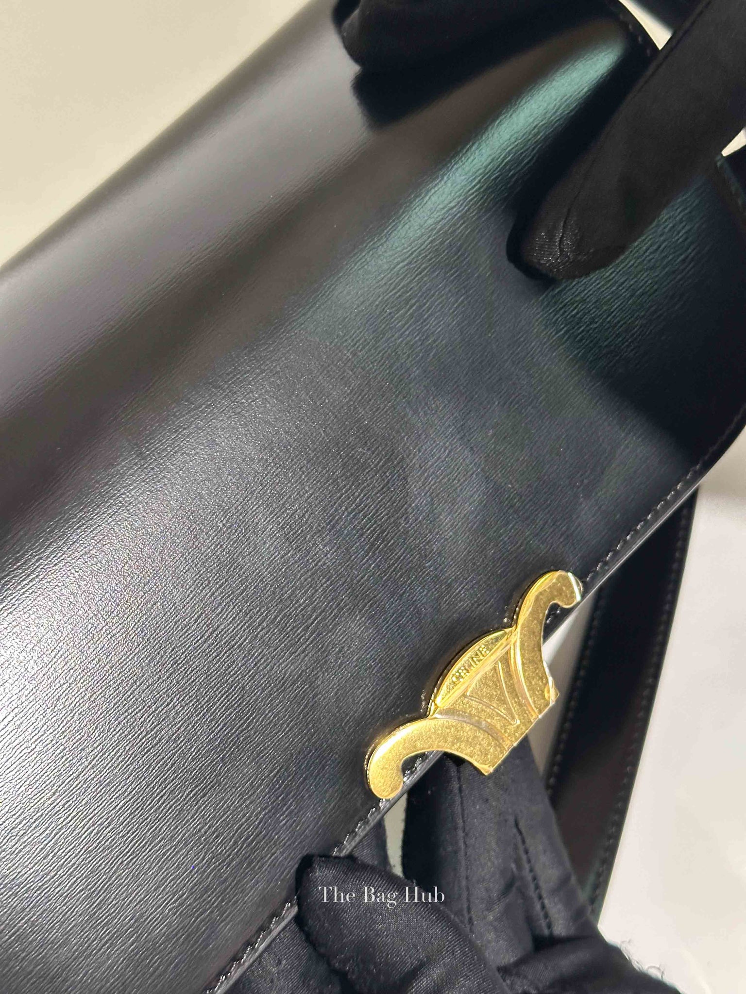 Celine Black Shiny Calfskin Classic Triomphe Crossbody Bag