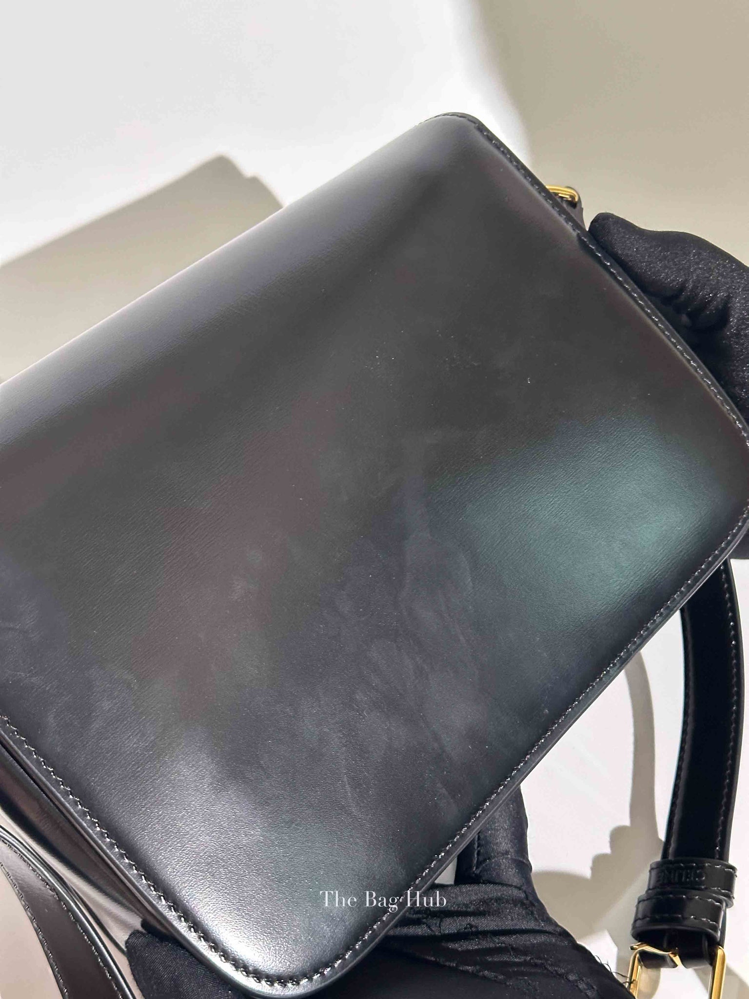 Celine Black Shiny Calfskin Classic Triomphe Crossbody Bag