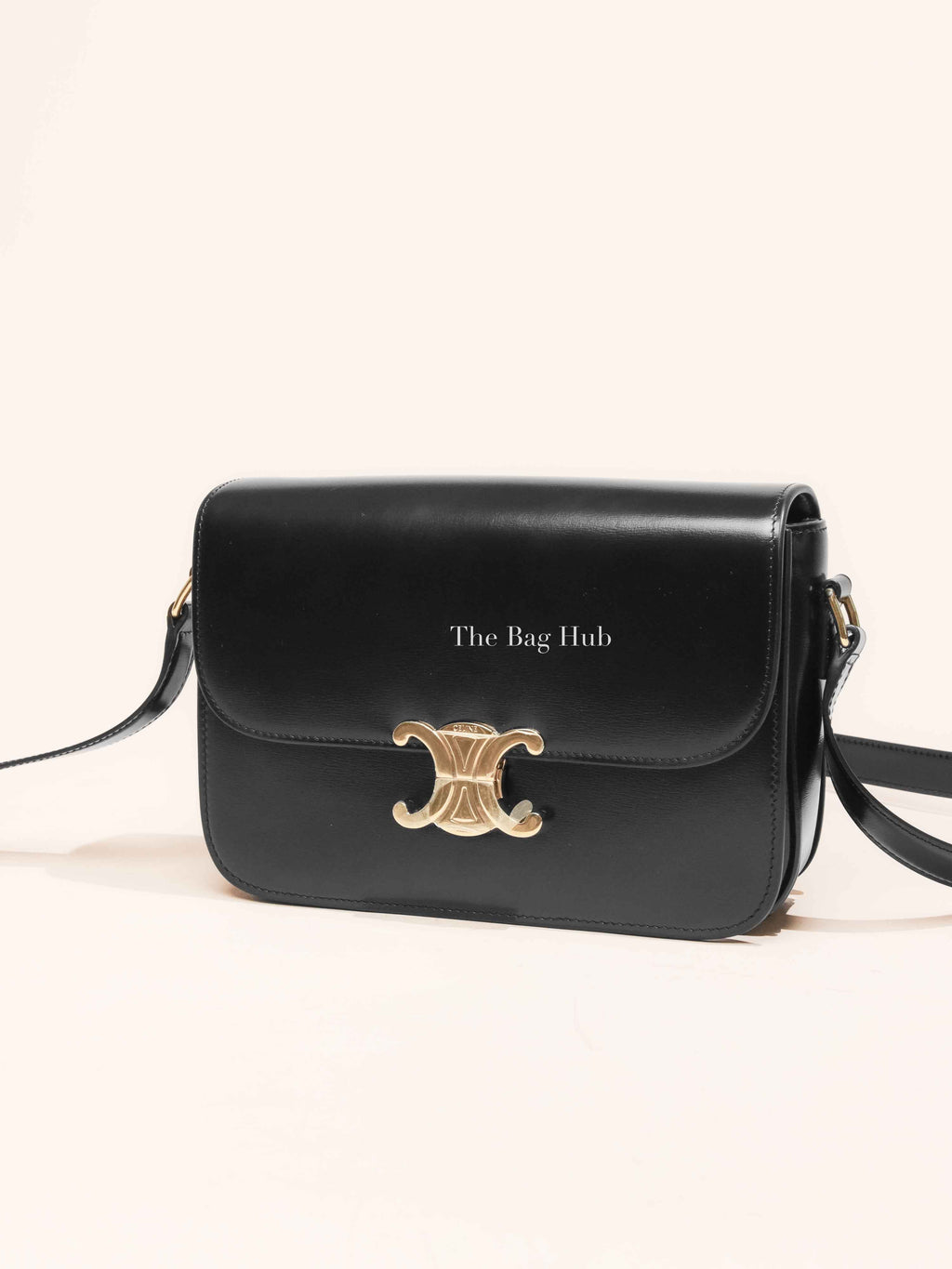 Celine Black Shiny Calfskin Classic Triomphe Crossbody Bag
