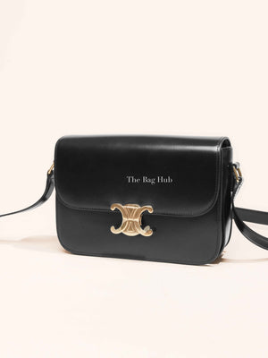 Celine Black Shiny Calfskin Classic Triomphe Crossbody Bag