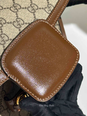 Gucci Brown Canvas GG Supreme Horsebit 1955 Small Shoulder Bag