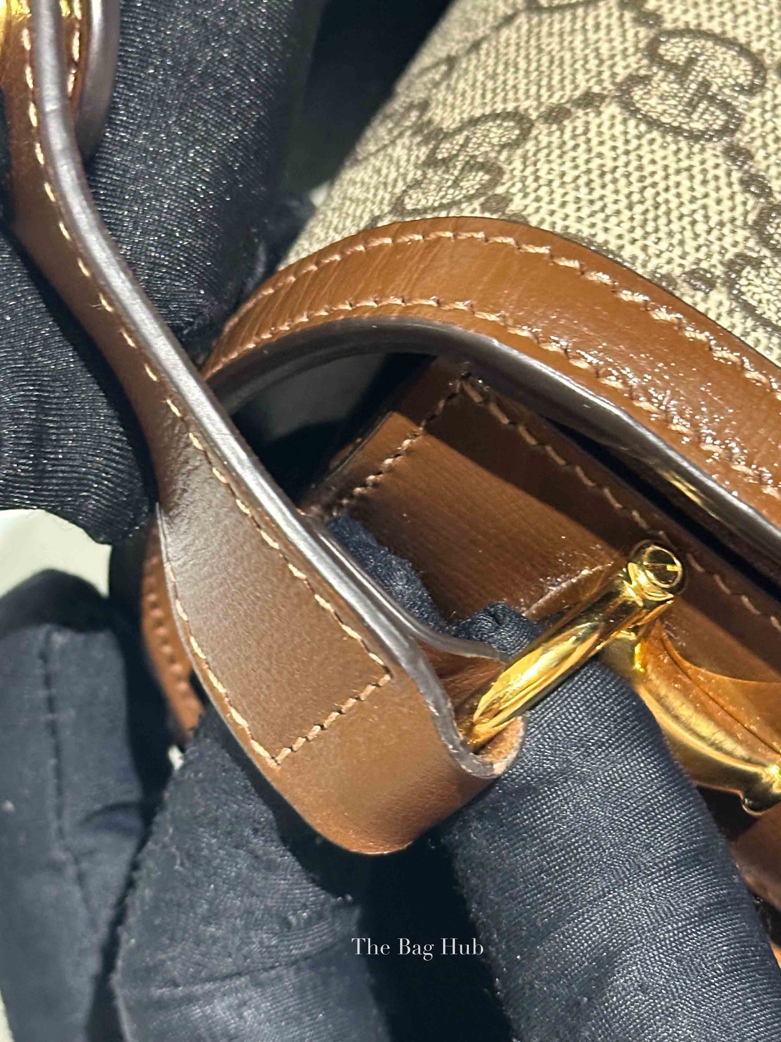 Gucci Brown Canvas GG Supreme Horsebit 1955 Small Shoulder Bag