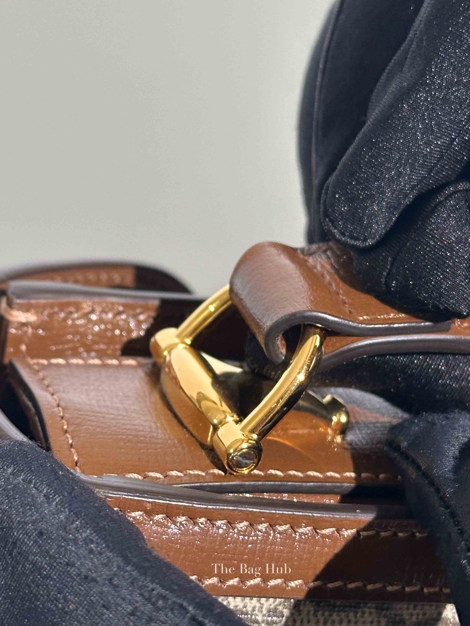 Gucci Brown Canvas GG Supreme Horsebit 1955 Small Shoulder Bag