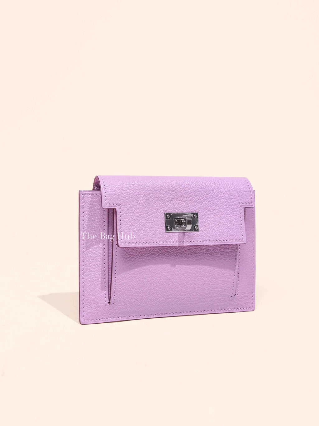 Hermes Mauve Sylvestre Chevre Mysore Kelly Pocket Compact Wallet