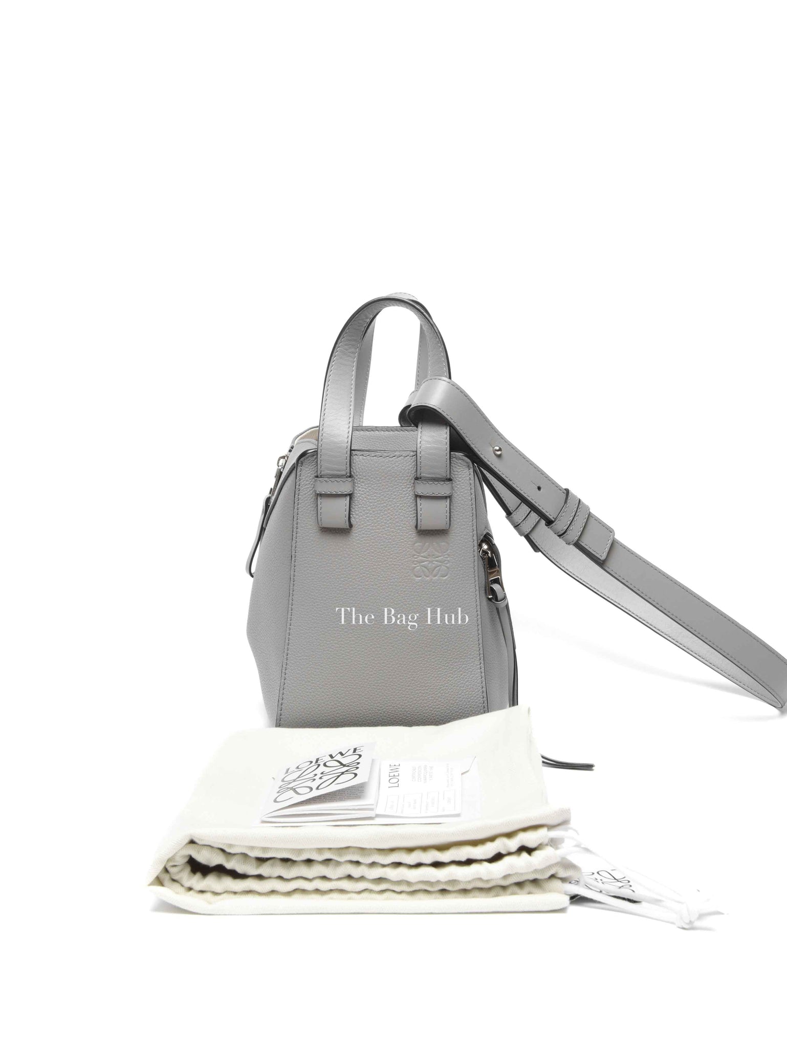 Loewe Gray Pearl Soft Grain Calfskin Compact Hammock Bag