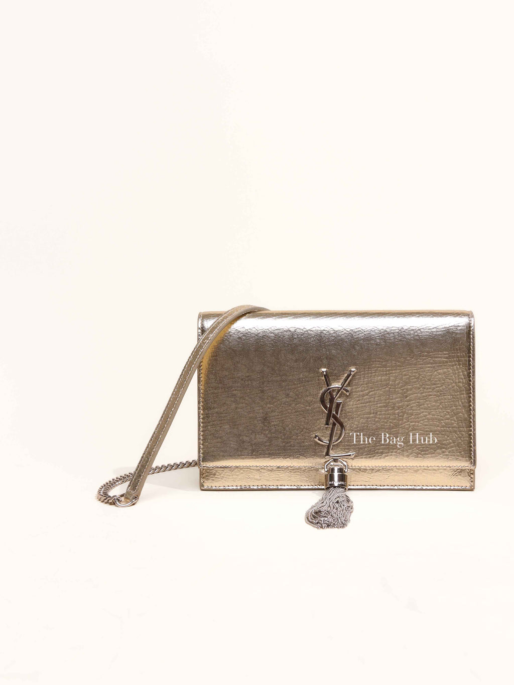 Saint Laurent Gold Leather Kate Tassel Wallet On Chain