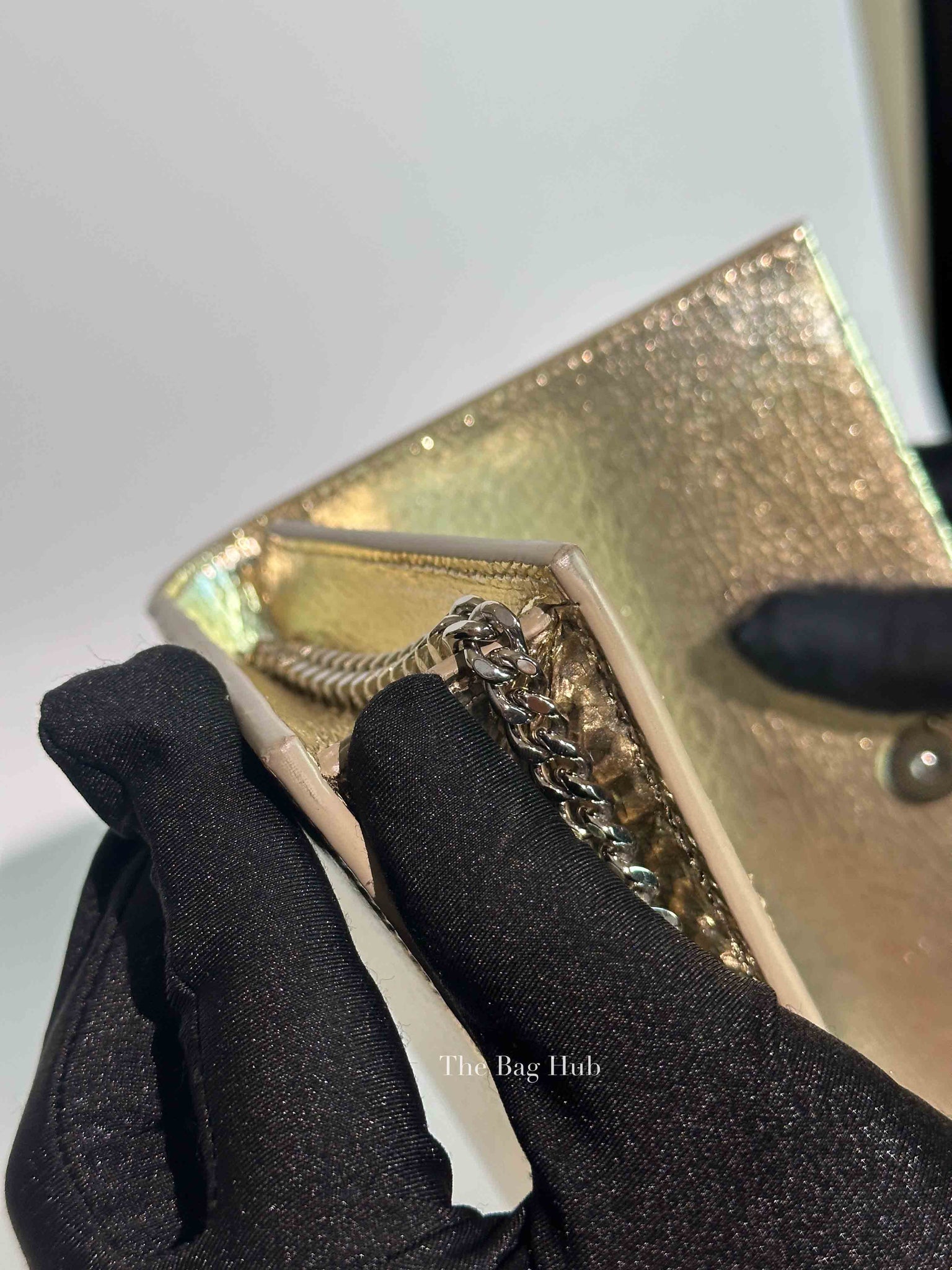 Saint Laurent Gold Leather Kate Tassel Wallet On Chain