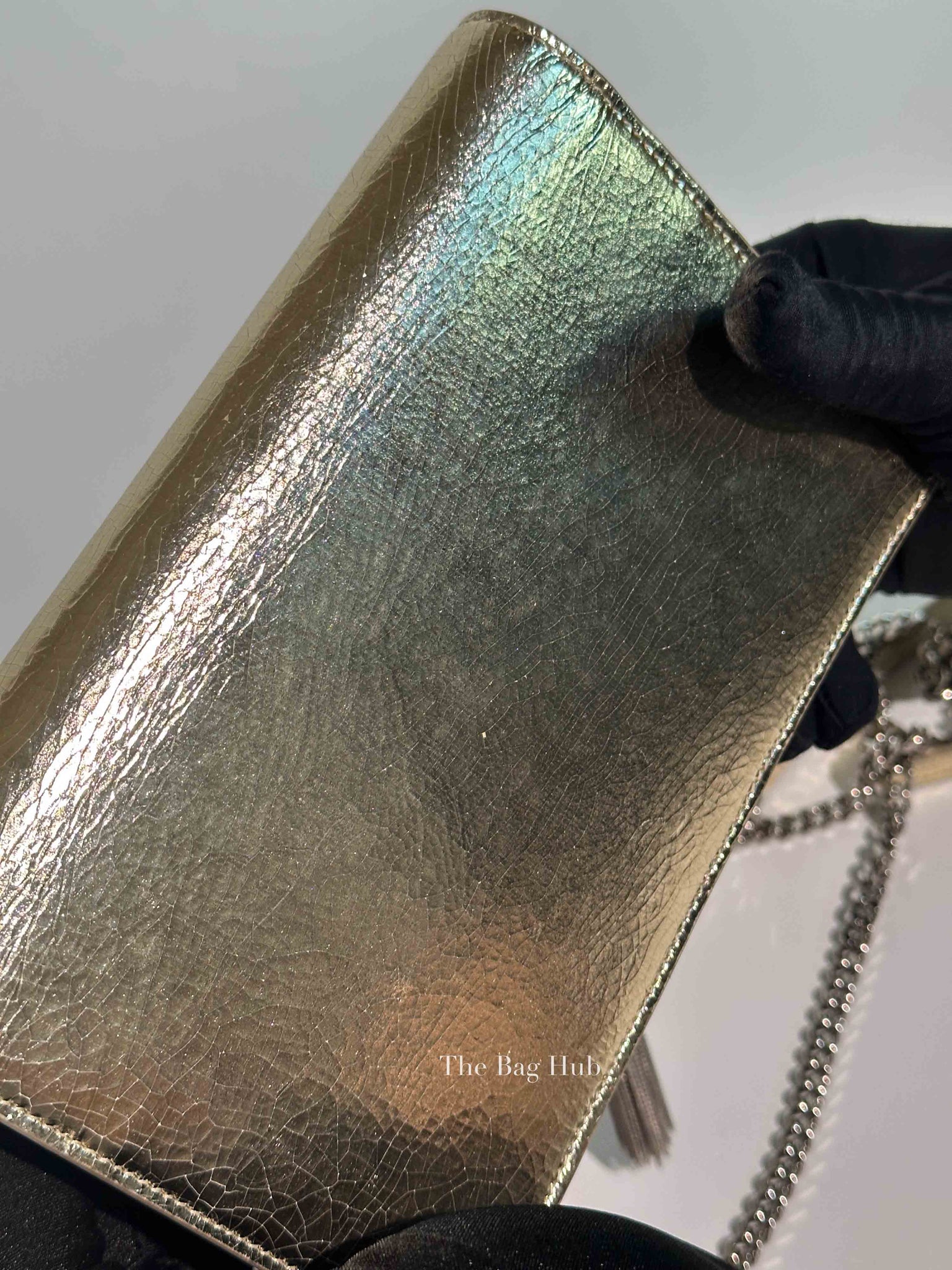 Saint Laurent Gold Leather Kate Tassel Wallet On Chain
