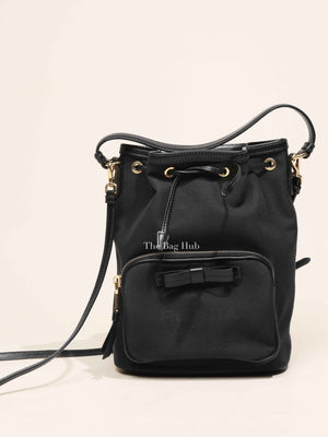 Prada Black Jacquard Canvas Mini Bucket Bag