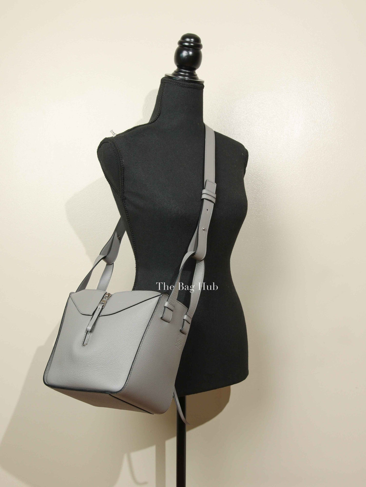 Loewe Gray Pearl Soft Grain Calfskin Compact Hammock Bag
