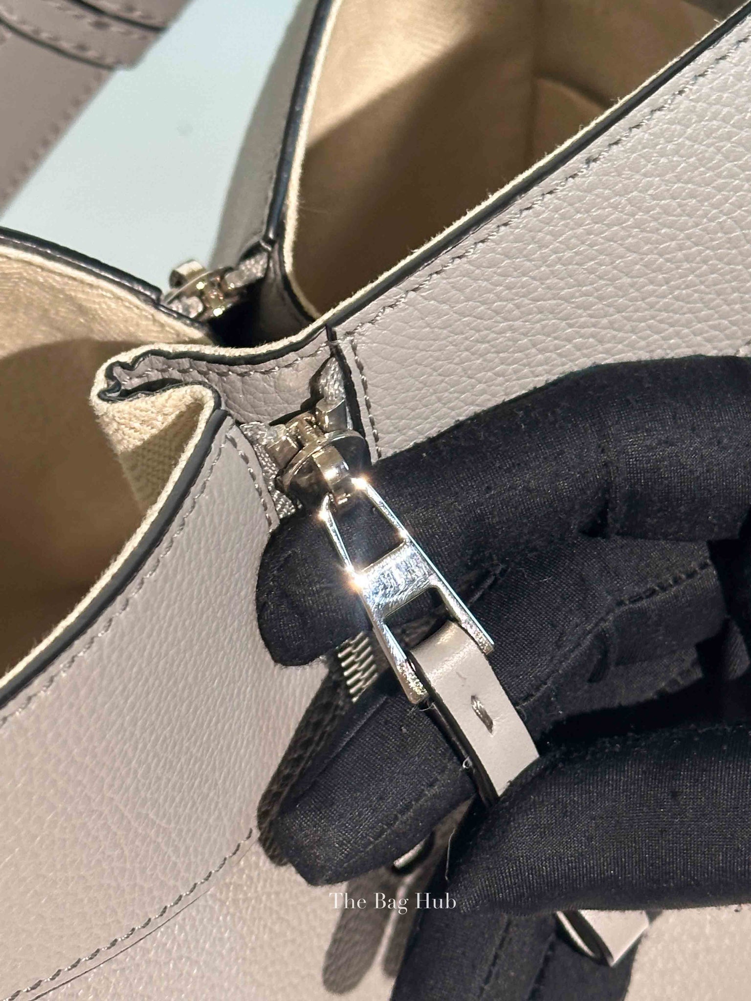 Loewe Gray Pearl Soft Grain Calfskin Compact Hammock Bag