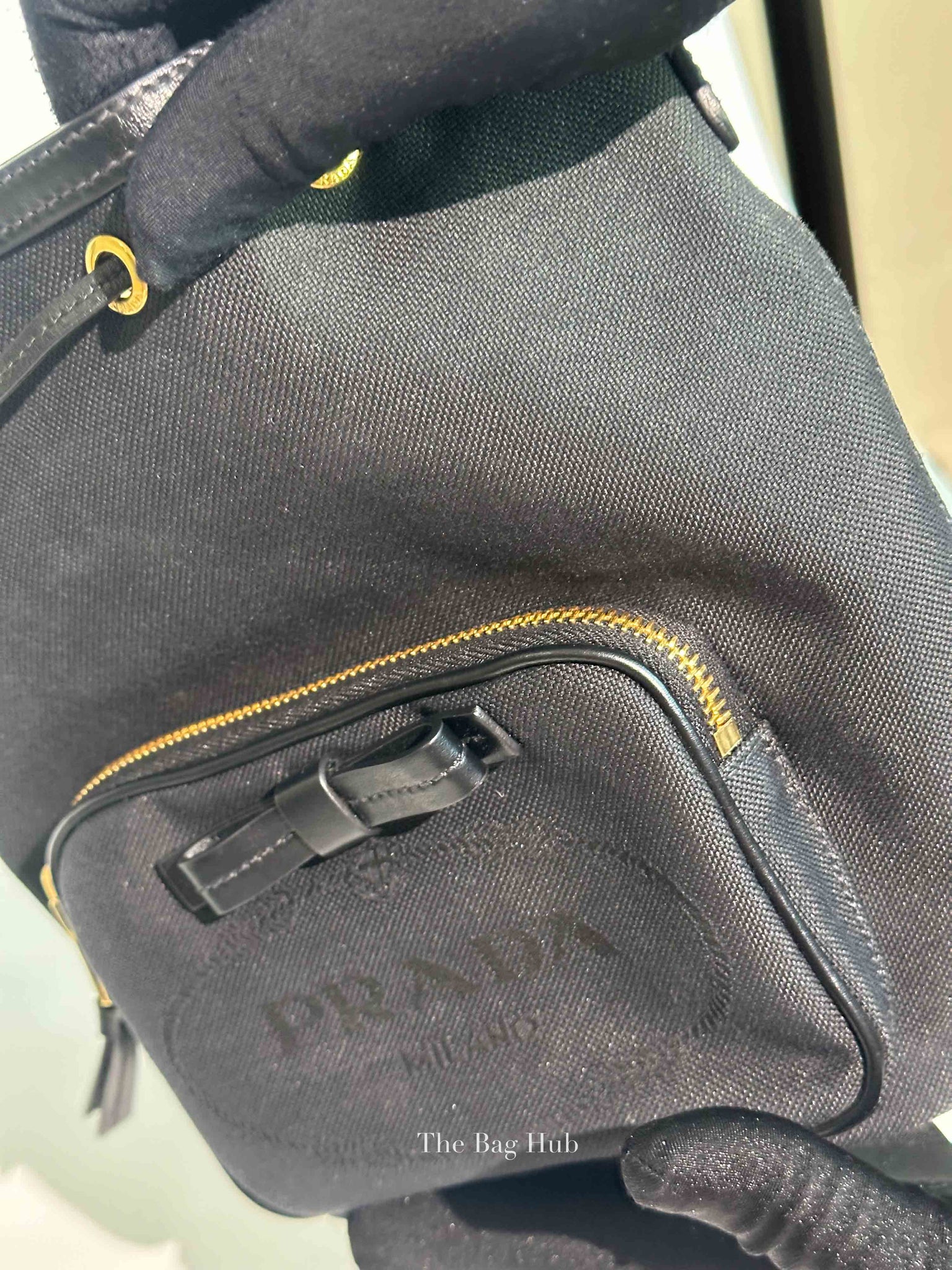 Prada Black Jacquard Canvas Mini Bucket Bag