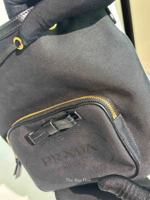 Prada Black Jacquard Canvas Mini Bucket Bag