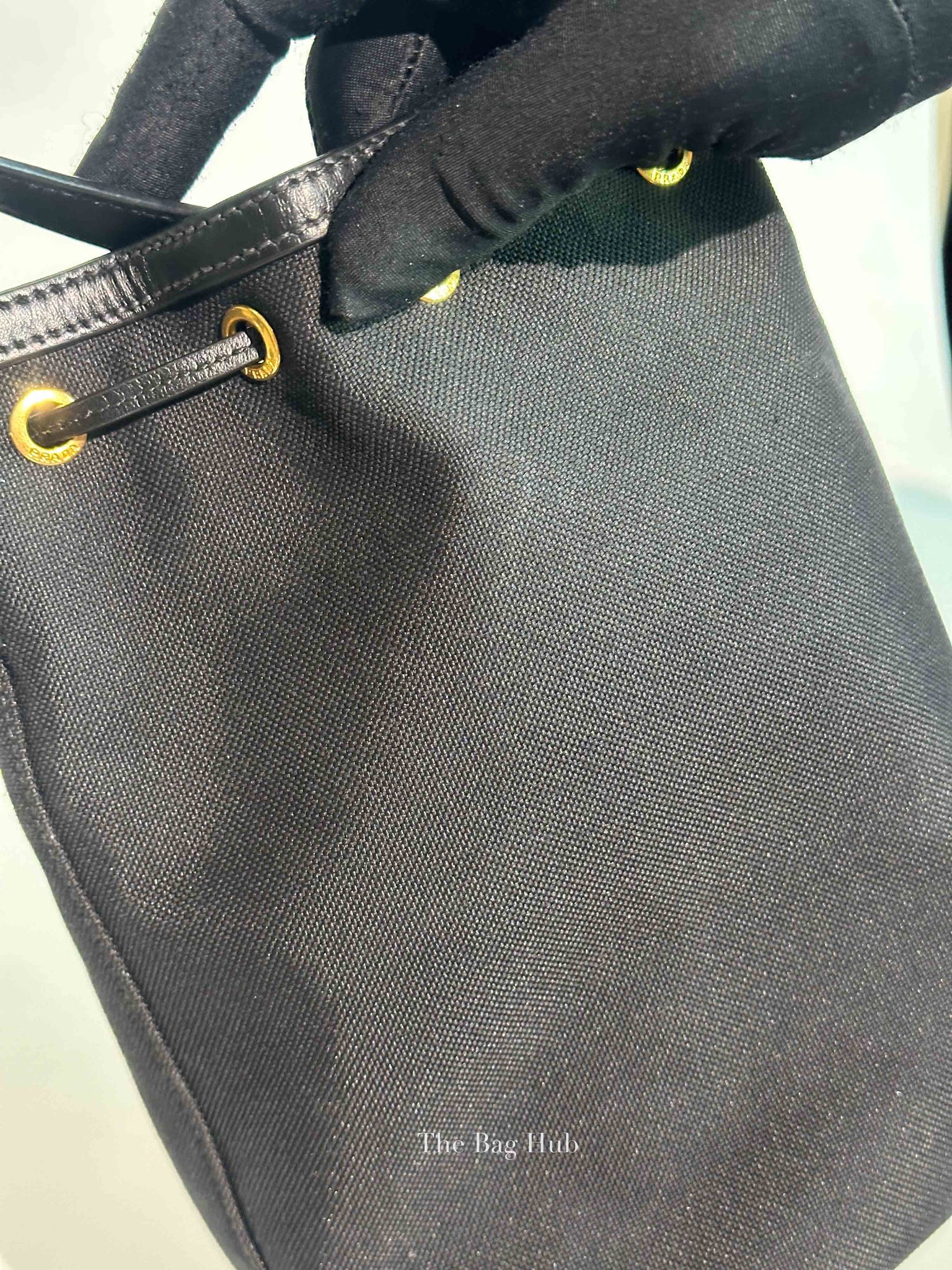 Prada Black Jacquard Canvas Mini Bucket Bag