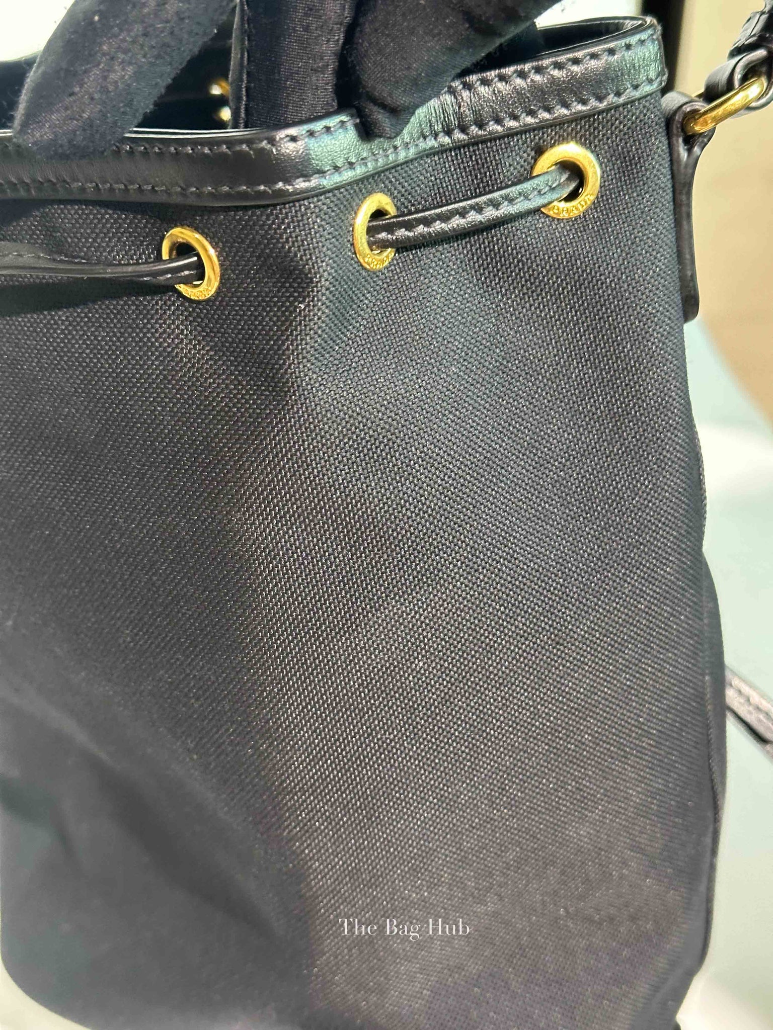 Prada Black Jacquard Canvas Mini Bucket Bag
