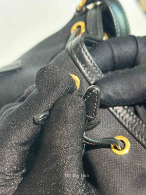 Prada Black Jacquard Canvas Mini Bucket Bag