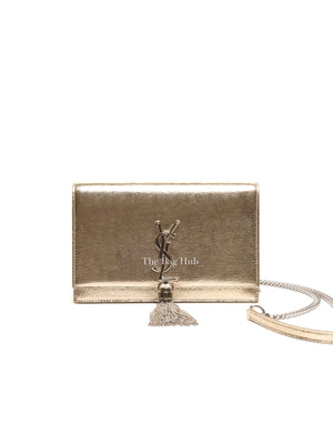 Saint Laurent Gold Leather Kate Tassel Wallet On Chain