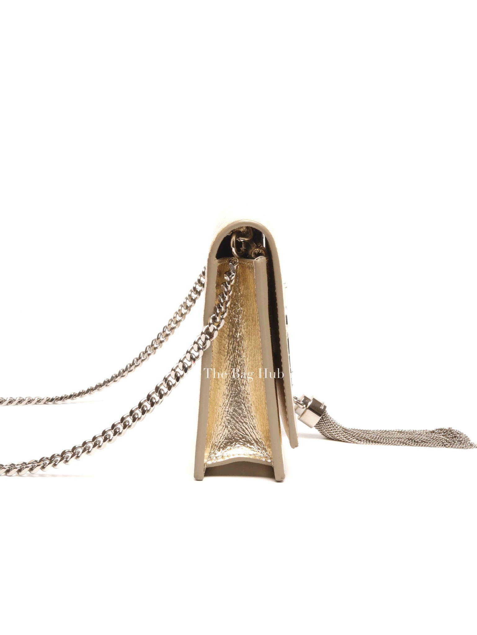 Saint Laurent Gold Leather Kate Tassel Wallet On Chain
