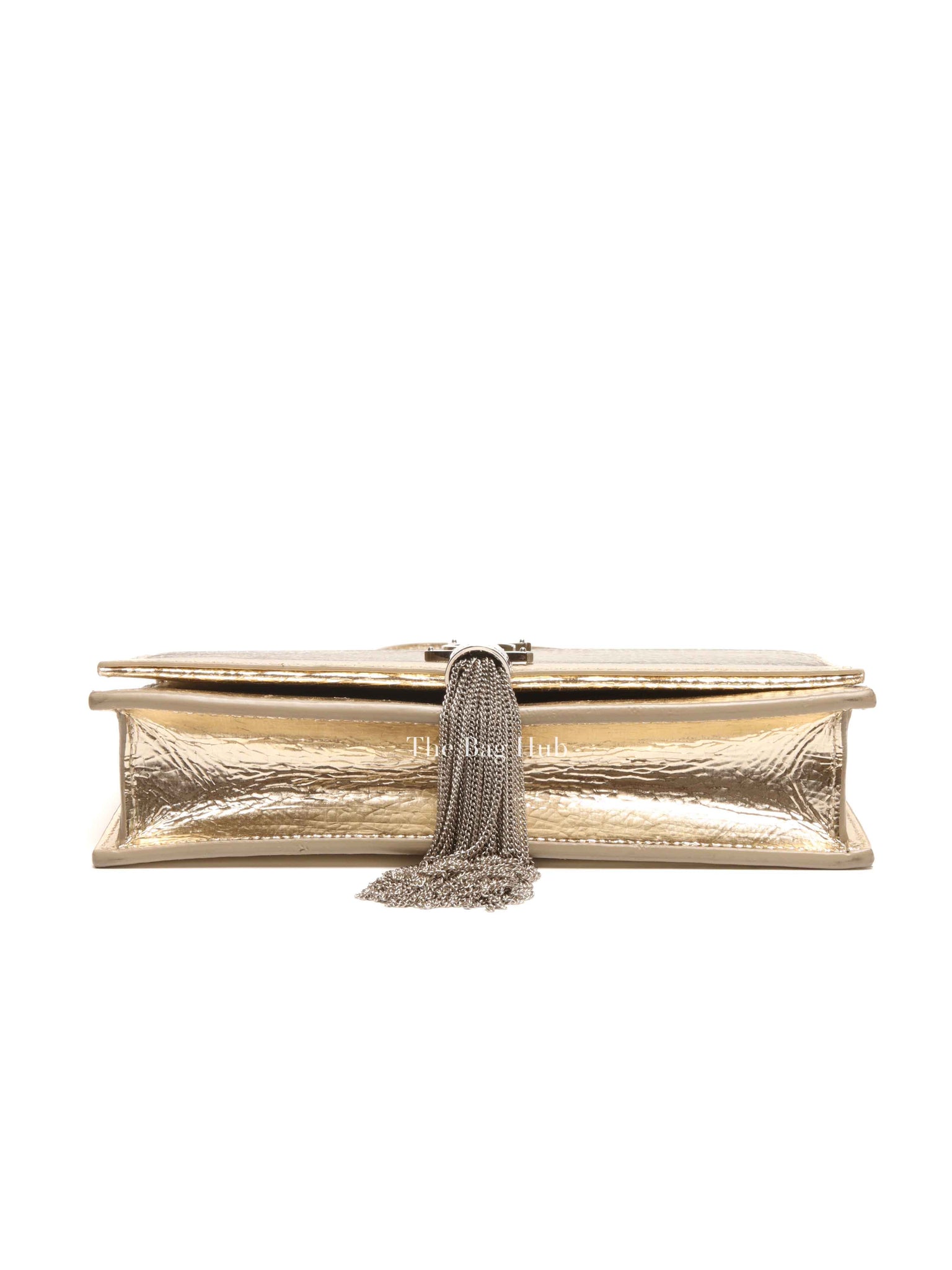 Saint Laurent Gold Leather Kate Tassel Wallet On Chain