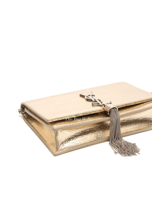 Saint Laurent Gold Leather Kate Tassel Wallet On Chain