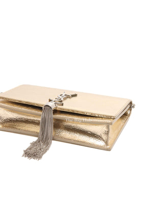 Saint Laurent Gold Leather Kate Tassel Wallet On Chain