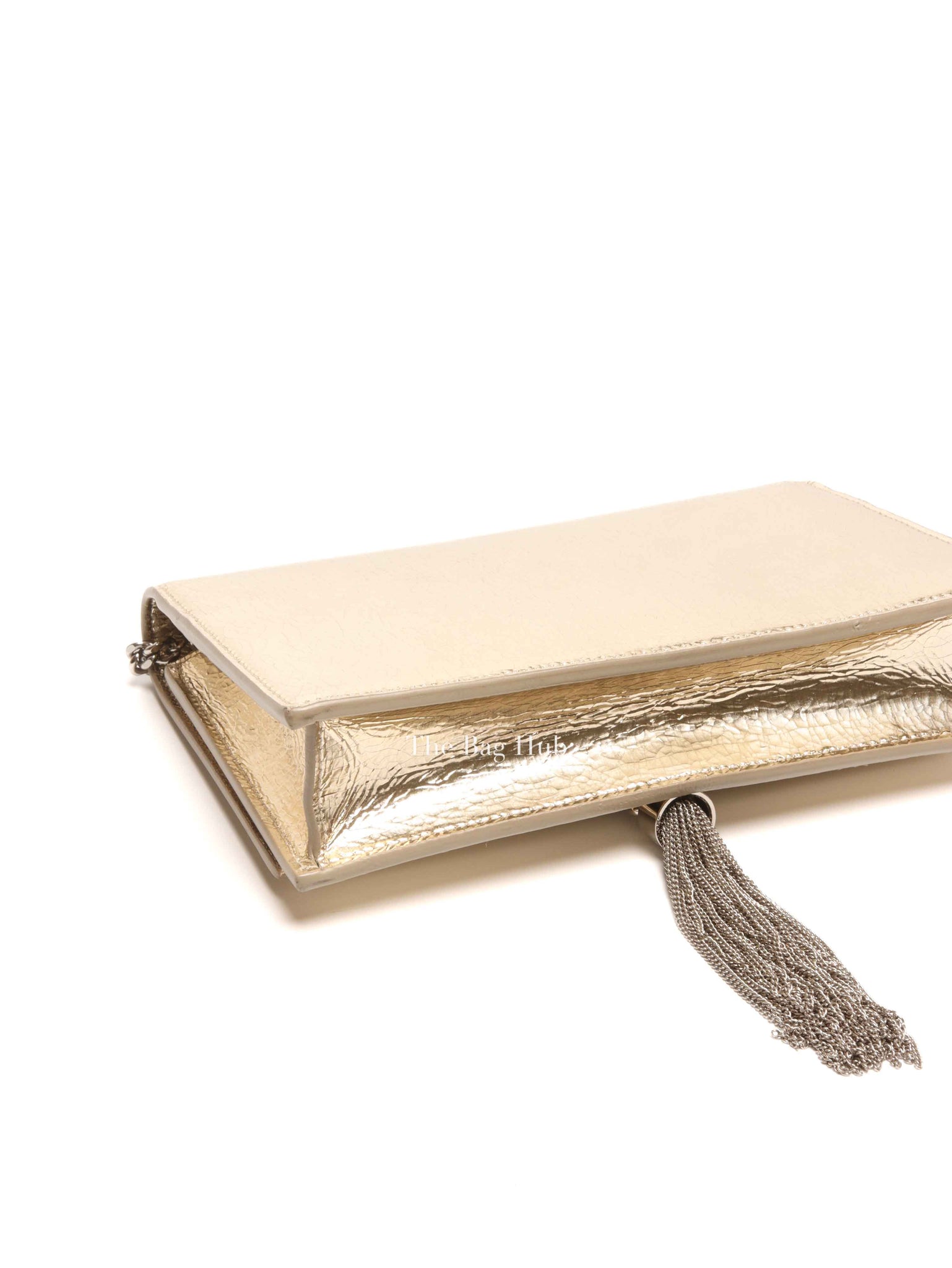 Saint Laurent Gold Leather Kate Tassel Wallet On Chain