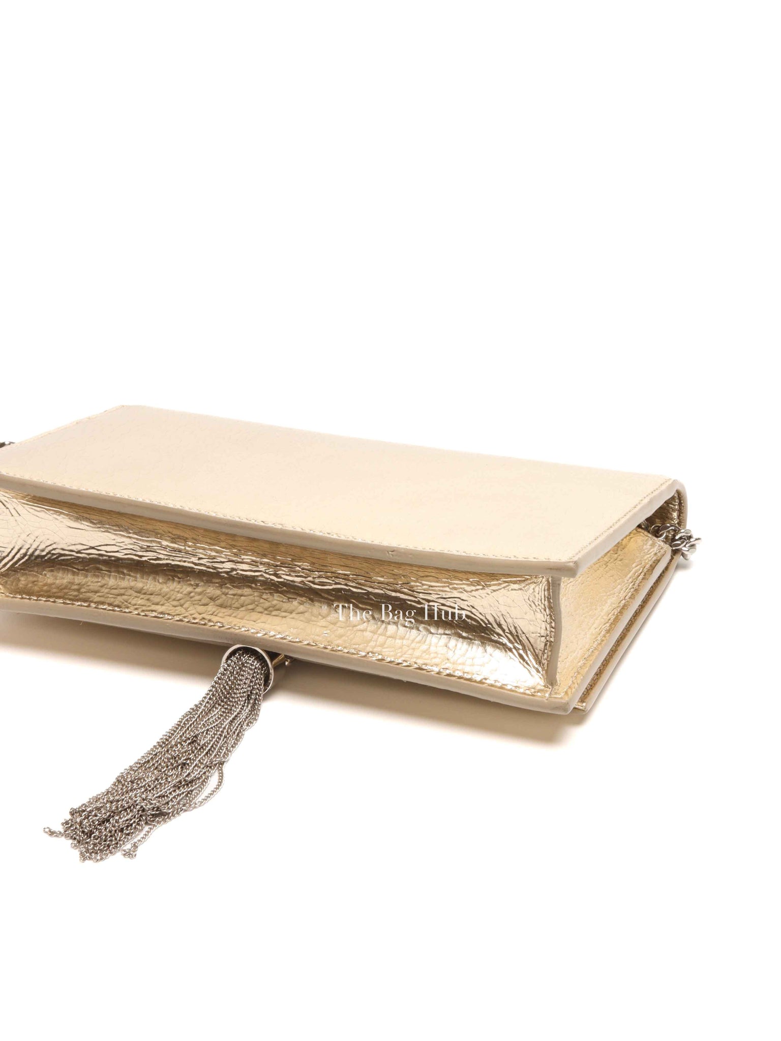 Saint Laurent Gold Leather Kate Tassel Wallet On Chain