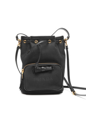 Prada Black Jacquard Canvas Mini Bucket Bag