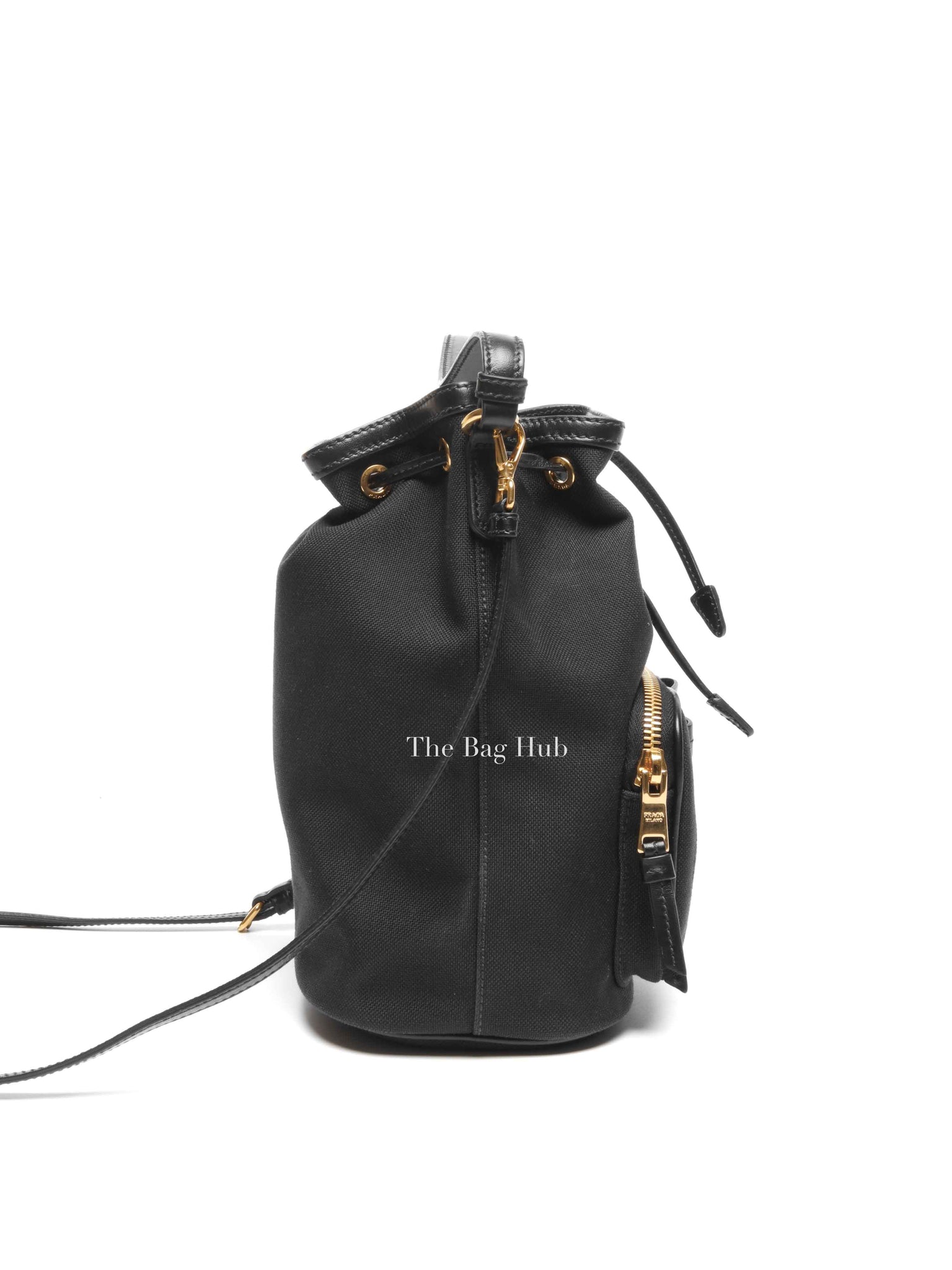 Prada Black Jacquard Canvas Mini Bucket Bag