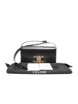 Celine Black Shiny Calfskin Classic Claude Triomphe Shoulder Bag