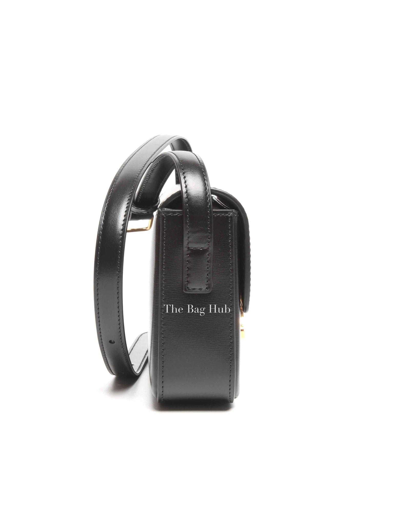 Celine Black Shiny Calfskin Classic Claude Triomphe Shoulder Bag